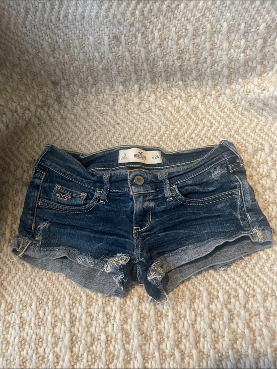 Hollister Pants - Hollister Dark Blue Distressed Denim Jean Shorts